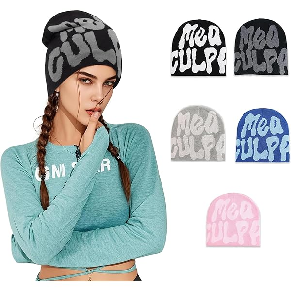 Fashion Knit Beanie with Cross Pattern Y2K Unisex Soft Jacquard